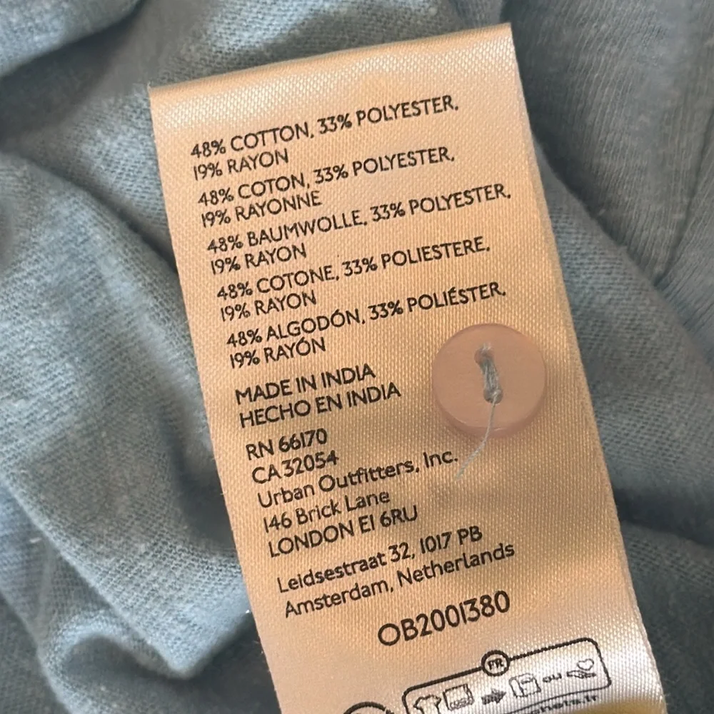 NWT Anthropologie Puff Sleeve Henley Top in Iris Blue Size XXS